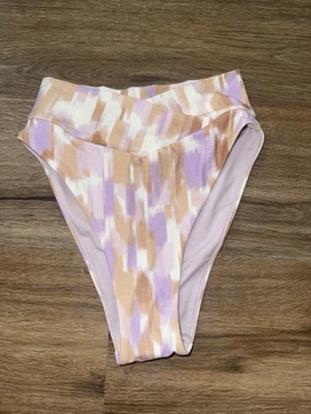NWT Aerie Crossover Bikini Bottom Women XS High Waisted Cut Cheeky Purple Tan
